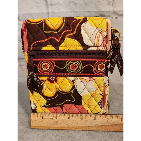 Vera Bradley Mini Hipster Crossbody Bag Handbag and Wallet Floral Brown Yellow - Picture 5 of 15